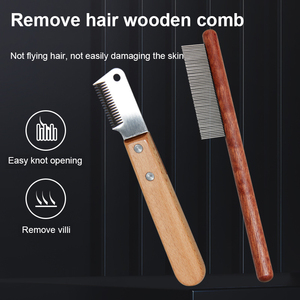 Commercio all'ingrosso della fabbrica singolo doppio lato in legno pettine per animali domestici cane gatto Dematting rastrello pettine - Product Image 2