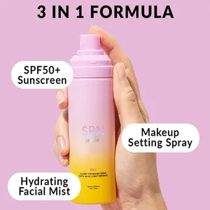 Фирменный брендовый солнцезащитный розовый стойкий макияж n с логотипом под заказ, распылитель SPF 50, Финишный спрей, матовая оправа, спрей