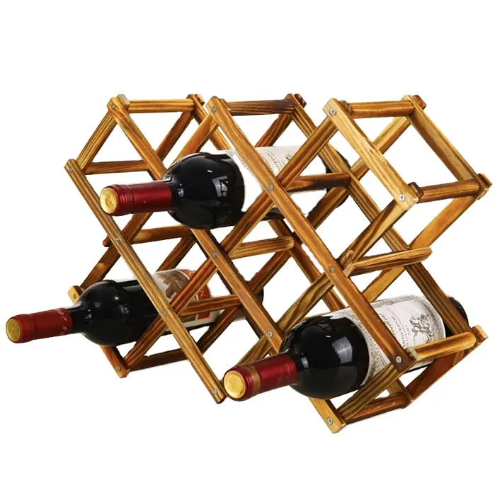 Tabletop Wood Wine Holder Foldable Countertop for 20 Bottles Free Standing Wine Storage Rack Display Shelf for Home