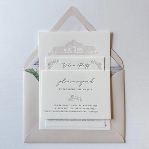 Invitación de Boda Moderna con Impresión Tipográfica, Tarjeta de Lujo, Elegante, Personalizada con Foto, Acuarela, Sobres, Conjunto de Invitaciones para Matrimonio - Product Image 2