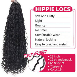 Wispy élastique <span class=keywords><strong>bouclés</strong></span> Crochet <span class=keywords><strong>cheveux</strong></span> 18 pouces 24 brins Faux déesses de la rivière Locs tresses synthétiques pour les femmes - Product Image 3