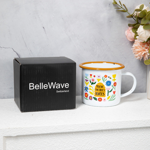 Venta al por mayor 12oz logotipo personalizado tazas esmaltadas 350ml capacidad estilo Vintage sublimación recuerdo Camping <span class=keywords><strong>taza</strong></span> té leche blanco tazas de Metal - Product Image 6