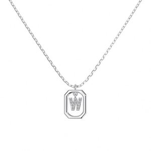 Dylam <b>Initial</b> Pendant <b>Necklace</b> 925 Sterling <b>Silver</b> with 5A Cubic Zirconia 26 Letter -W- Alphabet Jewelry Gifts for Women - Product Image 1