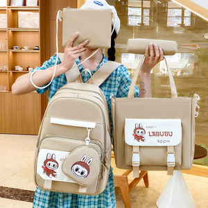 New Style <b>School</b> Bag Korean Style Fashionable Four-Piece Set Student <b>Backpack</b> Tutoring Bag Trendy Large-Capacity <b>Backpack</b> - Product Image 4