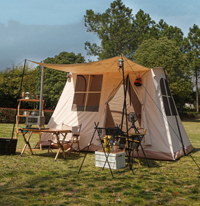 Outdoor Camping House Shape <b>Tent</b> with Sun Shelter TC Fabric Outdoor Hiking <b>Tent</b> - Product Image 3