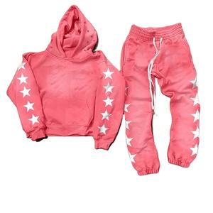 ชุดวอร์มผู้ชายแบบมีฮู้ด แขนยาวทรงหลวม ไหล่ตก ผ้าฝ้าย 100% กางเกงวอร์มไซส์ใหญ่ ล้างสีแบบ Acid Wash - Product Image 4