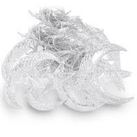 Guirlande lumineuse rideau 138 LED blanc chaud lune et étoile, étanche, prise UE, pour fenêtre, décoration Ramadan, Noël, mariage, chambre