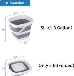 Cubo Plegable Cuadrado de Silicona y Plástico de 10L, Portátil y Ahorrador de Espacio, para Limpieza del Hogar, Cubo Plegable de 20 Litros - Product Image 2