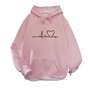 Sudadera con Capucha Blanca para Mujer, con Estampado de Latido de Corazón, de Algodón Tejido, Casual, de Manga Larga, con Bolsillo Frontal con Logotipo - Product Image 4