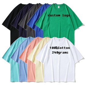 Camisa de gran tamaño de algodón 100%, camisas de Hip Hop de algodón pesado de 240 gramos, camisetas informales sueltas con hombros caídos para hombres - Product Image 1