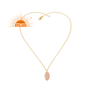 สวยกุหลาบ Chalcedony จี้สร้อยคอแฟชั่นใหม่ขายส่ง14กะรัตชุบทอง925โซ่เงินสร้อยคอเครื่องประดับ - Product Image 1