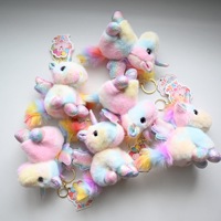 Porte-clés Licorne Ailes Arc-en-ciel en Peluche, Jouet Doux en Peluche, Petits Jouets Licorne de Dessin Animé, Poupée Cadeau, Porte-clés Cheval