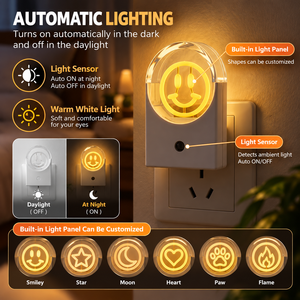 Luz nocturna LED de calidad premium con sensor de luz, 2700K, blanco cálido, para dormitorio, escalera, entrada. - Product Image 1