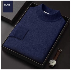 Jersey de lana de mohair de Invierno en Blanco de ganchillo liso negro con cuello redondo suéter de punto de Cachemira para hombres - Product Image 6