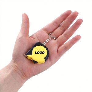 Porte-clés mètre ruban personnalisé avec logo - Règle rétractable compacte en acier souple de 1M/39" avec double échelle métrique et impériale pour - Product Image 2
