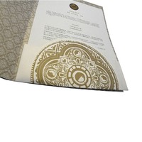 Carpeta de Presentación de Papel con Estampado UV y Lámina Dorada Exquisitamente Decorada, Patrones Intrincados en Relieve, Invitaciones de Lujo
