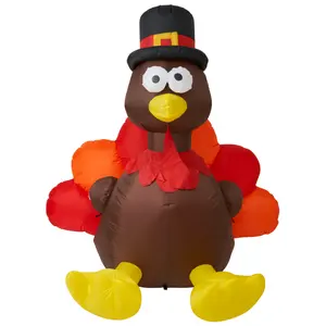 6FT 72inch Inflatable Thanksgiving Day Vivid Turkey Decoration Giant Inflatable Turkey Decor With LED Light Outdoor