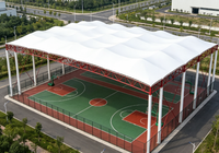 Toit en membrane tendue avec protection UV, tissu enduit de PVDF, terrain multisports extérieur, auvent de basketball
