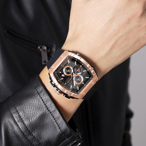 Men's square chronograph <b>watch</b> Luxury silicone <b>watch</b> strap 30M waterproof quartz <b>watch</b> Wholesale <b>watches</b> - Product Image 1