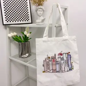 Promotional Blank Plain Cotton Canvas Bags Reusable Shopping Cotton canvas custom tote bag tote bag with rope handle