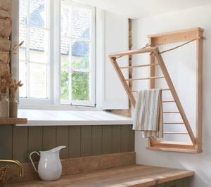 Porte-manteau mural rustique avec égouttoir pour <span class=keywords><strong>linge</strong></span>, séchoir mural pour buanderie - Product Image 3