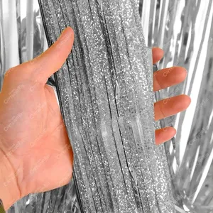 2 tende in carta metallizzata argento per decorazioni per feste - Product Image 5