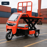 Tricycles électriques à plateforme élévatrice à ciseaux avec cabine fermée pour atelier d'usine, plateforme 1800 x 1200 mm, moteur 1500W