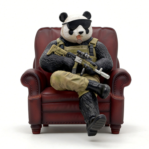 Resin Hand-painted Panda Figurine Sofa Sitting Statue for Father's Day Home Decor Collectibles