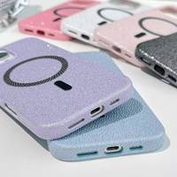 Étui de téléphone magnétique avec support brillant antichoc pour iPhone 15 16 17 Plus Pro Max