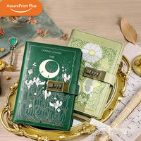 Carnet à cadenas A5 avec logo personnalisé, motif rétro papillon et fleurs, en cuir PU, journal secret avec stylo, cadeau créatif