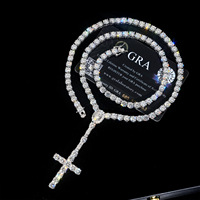 LEPAI Collier Croix de Luxe en Argent Sterling S925 avec Moissanite VVS, Chaîne Tennis Rosary Iced Out pour Hommes, Bijoux Hip Hop, Vente en Gros