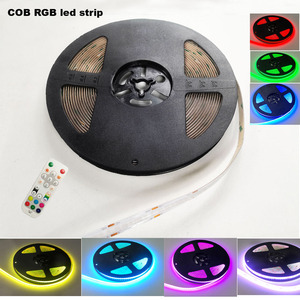 Tira de Luces <span class=keywords><strong>LED</strong></span> <span class=keywords><strong>RGB</strong></span> COB de 8 mm Cortable, 576 <span class=keywords><strong>LED</strong></span>/m, 5 Voltios, <span class=keywords><strong>12</strong></span> Voltios, 24 Voltios, Autoadhesiva, Fácil Instalación, IP20 - Product Image 1