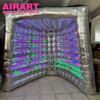 Cabine de photo gonflable de décoration d'activité de taille, cabine de photo argentée gonflable avec des lumières de LED