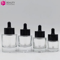 Clair 10ml 15ml 30ml 40ml 50ml rond cosmétique visage cheveux verre sérum pompe huile essentielle flacon compte-gouttes avec bouchon noir