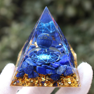 <b>Crystal</b> <b>Chip</b> Pyramid Resin Epoxy Craft Desktop Ornament Lapis Lazuli Hexagram Home Decoration Gift - Product Image 2