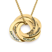 Collier Minimaliste Gravé en Acier Inoxydable Plaqué Or pour Enfants, Pendentif Personnalisé à 3 Cercles Connectés, Bijoux de Dropshipping