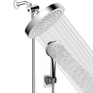 Pommeau de douche anti-fuite 6 pouces à effet pluie, haute pression, avec douchette à main intégrée, orientable et réglable - Product Image 1