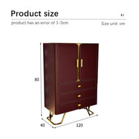 Buffet moderne de luxe en bois massif pour la maison Armoire de rangement domestique avec dessus en marbre doré avec poignée en métal pour le salon