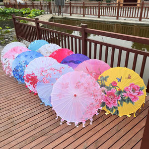 SD Antique pétales gland parapluie femmes tissu de soie photographie Hanfu accessoires classique huile papier danse Performance parapluie - Product Image 4