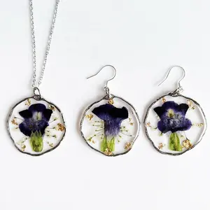 Morning Glory for September Birth Flower Resin Jewelry custom Birth month flower necklace earring set