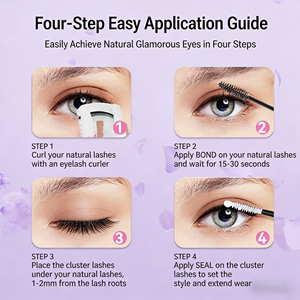 Set di Ciglia Finte 3D in Visone Marrone Pre-Impruzzate con Colla, Stile Cluster, Ciglia Segmentate Pre-Tagliate, Loghi Personalizzati, Cruelty-Free - Product Image 6