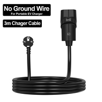 Adaptateur de chargeur EV portable sans mise à la terre avec câble de 3 mètres, solution de mise à la terre pour véhicules électriques, 16A 3,6kW