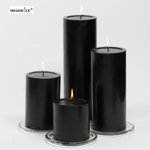 Vela preta para decoração de mesa, vela perfumada sem perfume para mesas, 3 pavites