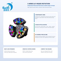 Bluemoon 3 Ared 9 Projecteur mobile RGBW Stroboscope Laser DMX512 avec blocs de lumière irisés pour discothèques, théâtres, locations, fêtes et bars