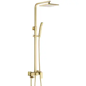 ก๊อกน้ำทองหัวฝักบัว Suppliers-ชุดฝักบัวอาบน้ำหัวทองขัดเงาโบราณ,ฝักบัวอาบน้ำทองเหลืองสำหรับห้องน้ำแบบติดผนัง