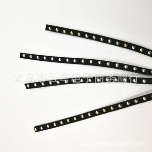 Imitation Leather Cord 5mm Single Row Rhinestone Embellished Velvet <b>Choker</b> Chain <b>Silver</b> Rivets Korean Style Flat Shape - Product Image 4