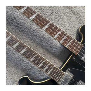 <span class=keywords><strong>Basso</strong></span> JELO Serie Classica a Doppio Manico <span class=keywords><strong>4</strong></span> <span class=keywords><strong>Corde</strong></span> e Chitarra Elettrica 6 <span class=keywords><strong>Corde</strong></span> con Pickup S-h-h – Finitura Nera Lucida Mogano Massello - Product Image 3