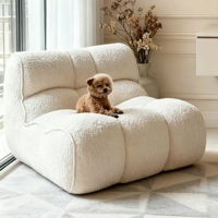 Ensemble de canapés vintage rétro en tissu chenille en forme de citrouille avec pieds en bois et accoudoirs droits pour salon