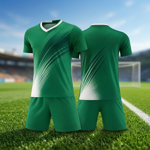 Maillot de football vert à col en V pour homme, manches courtes, anti-transpiration, imprimé dégradé, coupe athlétique, toutes saisons - Product Image 3