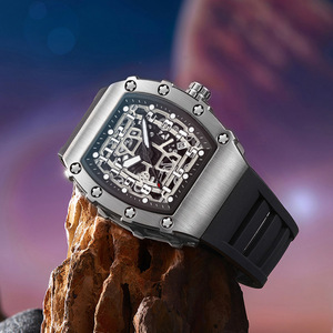 Men's Tonneau Quartz Watch 14mm Waterproof Analog Sports Watch With Stainless Steel Buckle - Product Image 3